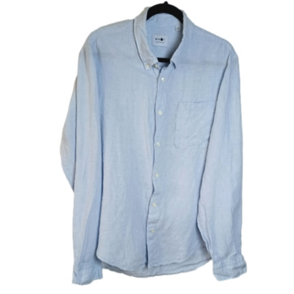 Nno7 No Nationality 100% Linen Striped Long Sleeve Morgan Button Down Shirt XXL - Picture 1 of 11